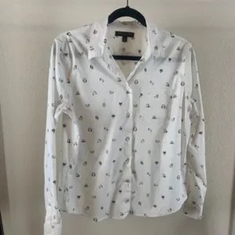 Banana Republic Women's Quinn Boy Fit Button Down Shirt Size L Very Good Con - Picture 3 of 10
